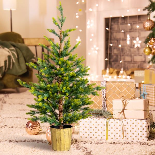 2 Pack 4 FT Dual Tone Artificial Christmas Tree With Pot Stand, Potted Xmas Pine Tree With 119 Branch Tips For Holiday - view 3