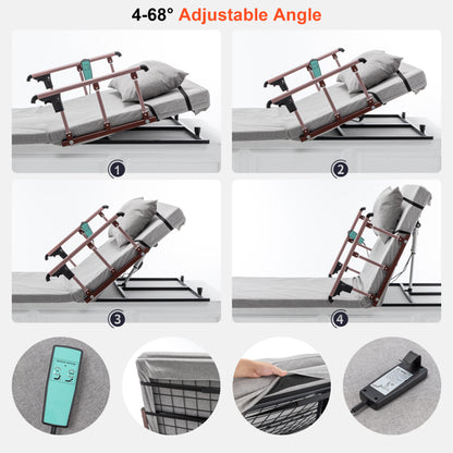 4-68° Upgraded Lifting System Electric Adjustable Bed Backrest with Collapsible Safety Rails, Remote Control - view 7