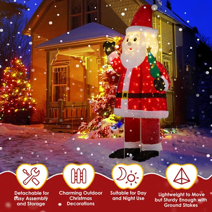 6FT Lighted Santa Christmas Yard Decorations, Pre-lit Pull Up Santa Waving Hand With 180 LED Warm White Lights - view 10