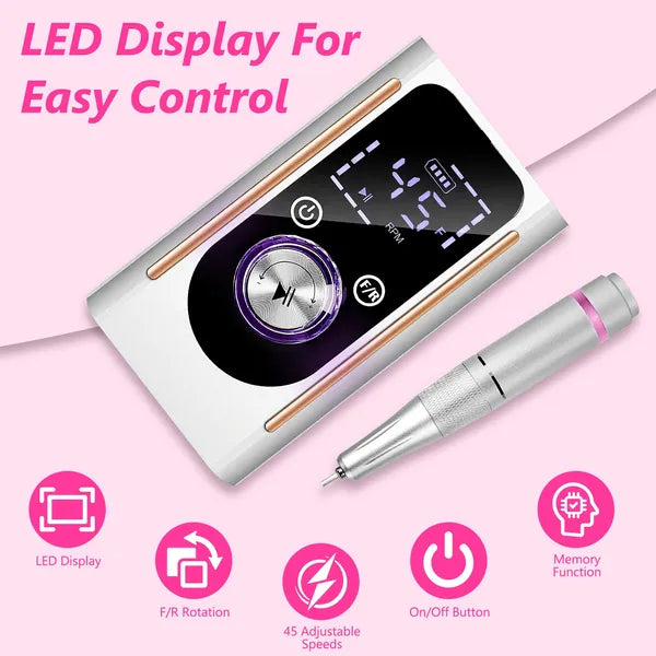 Portable Electric Nail Drill Bit 45000 RPM With 11 Bits Base Waist Clip Cordless Rechargeable Nail File Machine - view 5