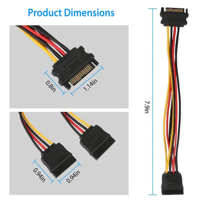 15 Pin Y Splitter Cable Adapter Male To Female Converter Cord For Hard Drive - view 4