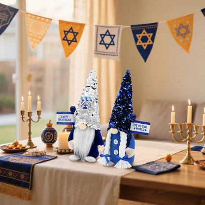Hanukkah Gnomes Decorations For Home Indoor, Hanukkah Menorah Plush Decor, Jewish
