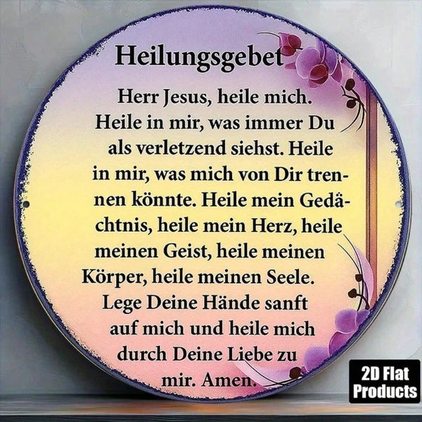 1pc 8x8 Inch Round French Aluminum Sign, Vintage Healing Prayer Decorative Plaque