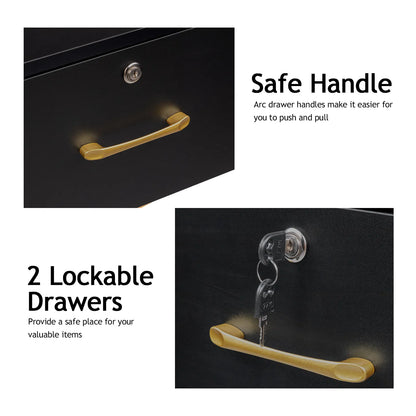15cm E0 particleboard with hemp surface, two draws and three holes with lock, salon cabinet, black - view 4