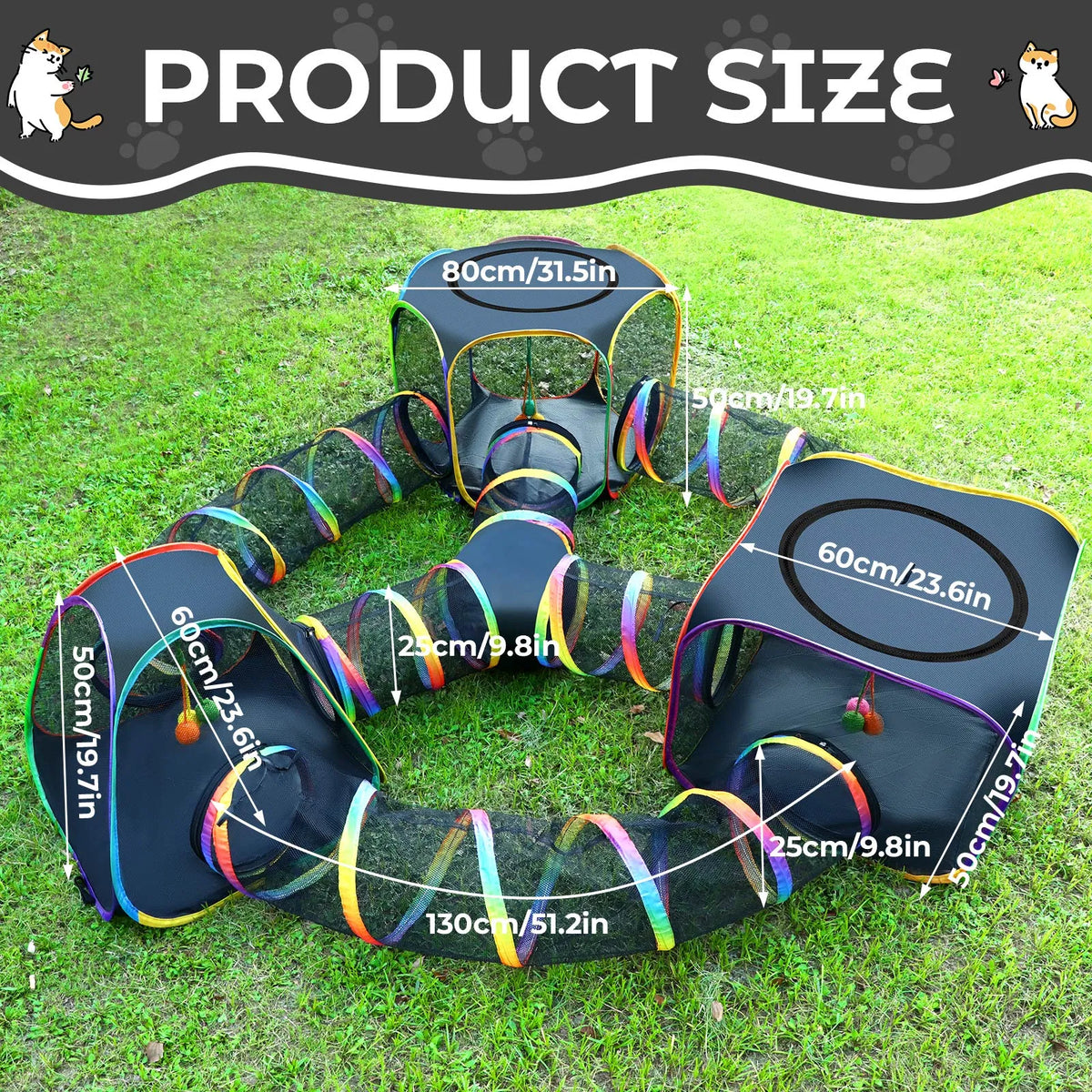 Portable Cat Enclosure - 7-in-1 Outdoor Catio with Tent & Tunnel, Foldable Playpen for Indoor Cats - view 4