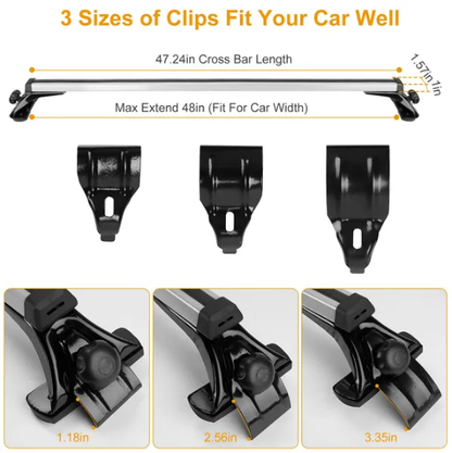 47.24in Universal Top Roof Rack Cross Bar Cargo Carrier Aluminum Crossbar Rack With 165LBS Capacity Fit For Most - view 4