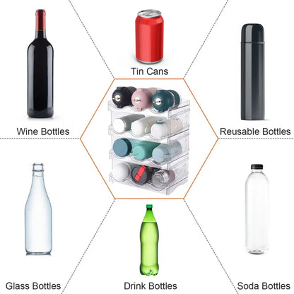 4 Tier Bottle Storage Holder 12 Bottles Transparent Stackable Bottle Organizer Standing Drink Holder Shelf For Kitchen - view 5