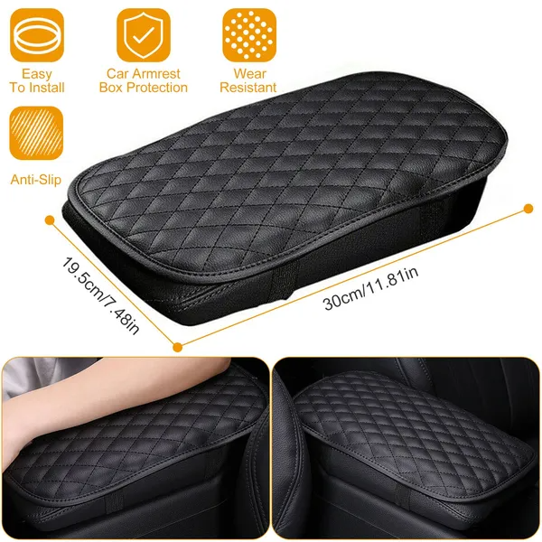 Car Armrest Pad Cover PU Leather Auto Center Console Seat Box Cover Protector Car Accessories Armrest Cushion Pad - view 3