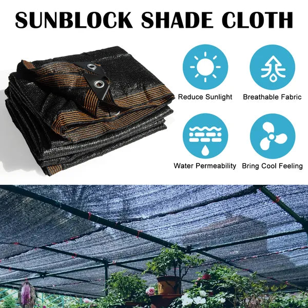 6ft*8.5ft Heavyweight Black Sunshade Net With Snap-on Design For Sun Protection, Windproofing - view 5