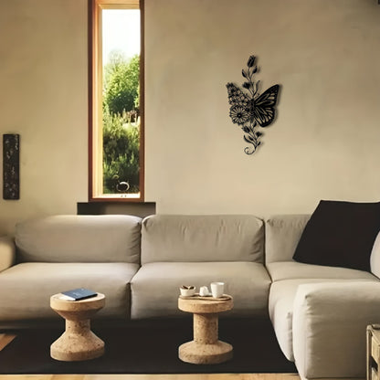 Aluminum Butterfly Floral Silhouette Wall Art Natural Farmhouse Home Decor Gift - view 3