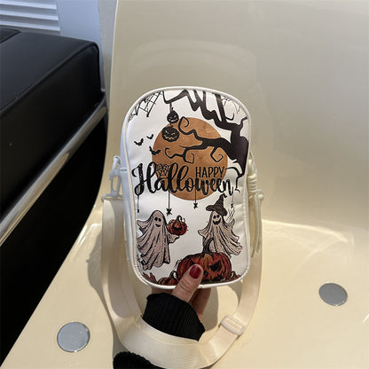 Halloween Graffiti Phone Bag Girls Funny Cartoon Pumpkin Ghost Bat Print Crossbody Bag For Women Mini Personality - view 7