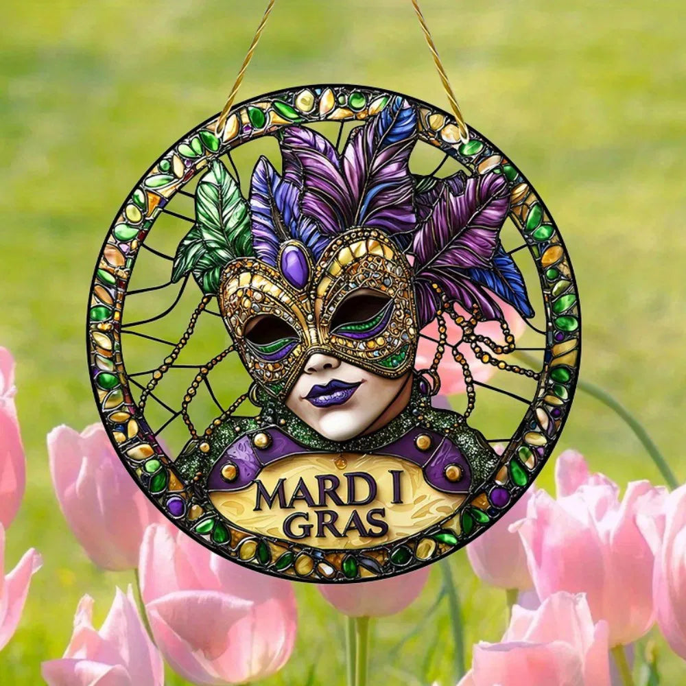 Colorful Suncatcher Hanging Decor Acrylic Mask Glass Effect Room Garden Porch Party Scene Decoration Gift - view 5