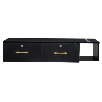 15cm E0 particleboard with hemp surface, two draws and three holes with lock, salon cabinet, black - view 2