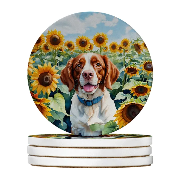 Silky Terrier Spring Path Large Sandstone Coasters Pack Of 4 Absorbent Round Coasters Decor Gifts For Men Or Women - view 4