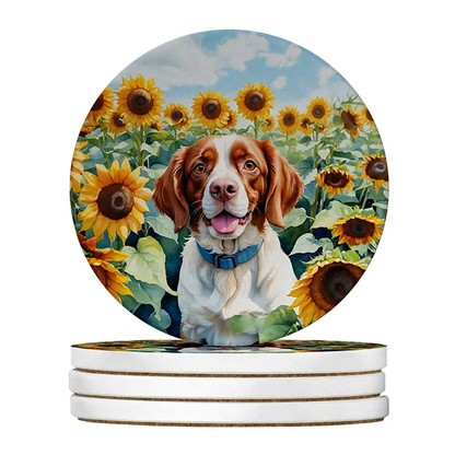 Silky Terrier Spring Path Large Sandstone Coasters Pack Of 4 Absorbent Round Coasters Decor Gifts For Men Or Women - view 4