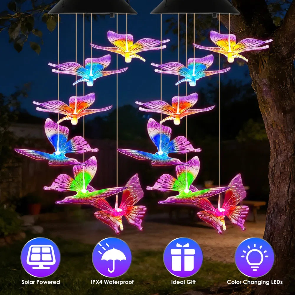 Solar Butterfly Wind Chime 7 Color Changing Wind Chime For Outside IPX4 Waterproof Outdoor Garden Yard Decor - view 6