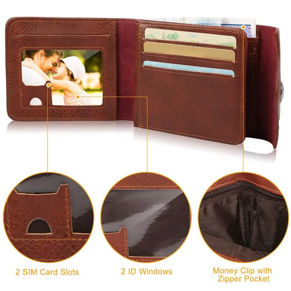 Men's Wallet PU Leather Bifold Purse Slim RFID Blocking Card Holder Cases W / 2 ID Window Coin Pocket - view 4