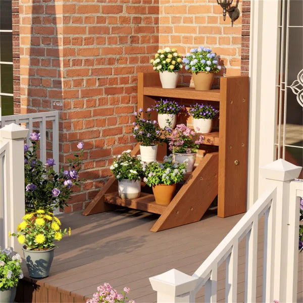 Compact Easy-Assemble Wooden Plant Stand, Succulent Seedling Pot Rack For Window Balcony Desktop - view 5