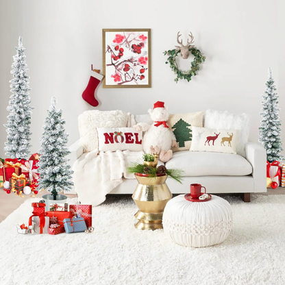 3 Pcs Set Potted Artificial Christmas Tree Snow Flocked Slim Pencil Christmas Tree - view 2