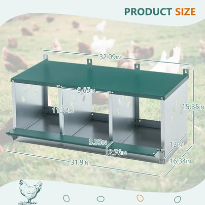 Metal Nesting Boxes For Chicken,3 Compartment Nesting Box,Galvanized Steel Nesting Boxes For Hens, Easy To Assemble - view 6