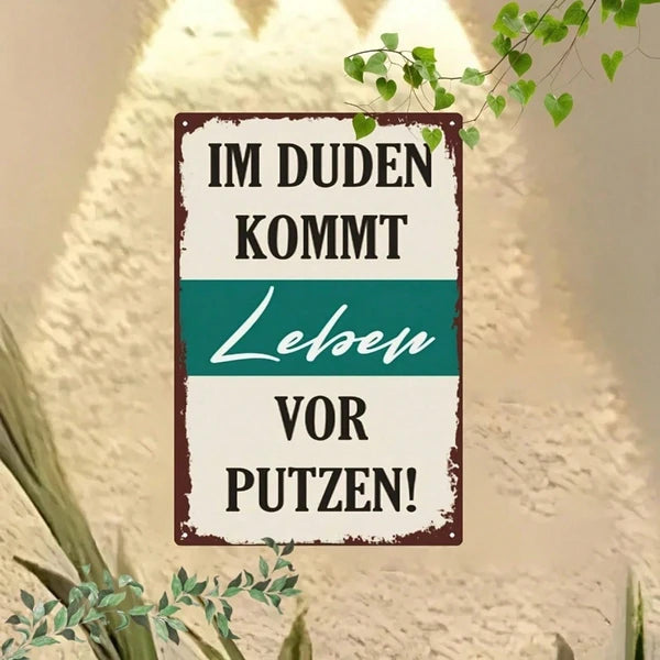 Vintage German Humorous Metal Sign, Quirky Life Quotes 2D Flat Art Wall Decor - view 3