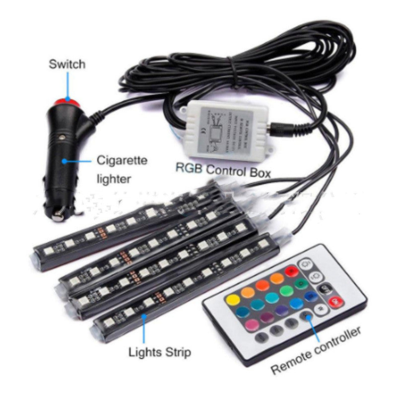 Car Interior LED Ambient Foot Light RGB Colorful Voice-activated Sensor - view 2