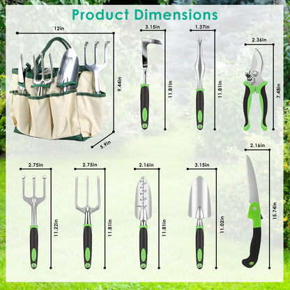 Aluminum Alloy Gardening Hand Tools 13-Piece Set, Multi-Function Garden Kit with Oxford Carry Bag, Plant Tags - view 5