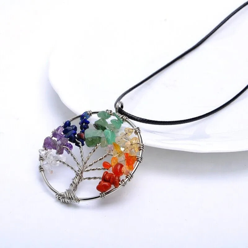 Tree of Life Pendant Necklace 7 Chakra Natural Gemstone Crystal Stones Healing - view 6