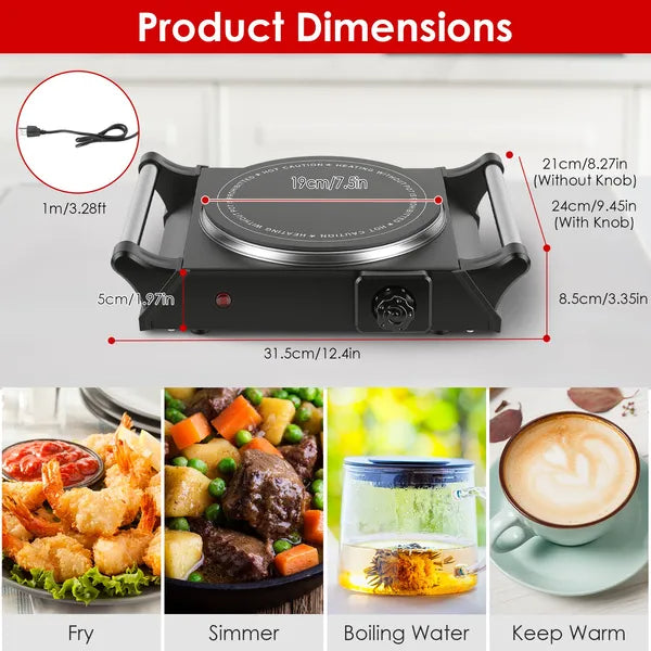 Electric Single Burner Portable Heating Hot Plate Stove Countertop RV Hotplate With 5 Temperature Stepless Adjustments - view 6
