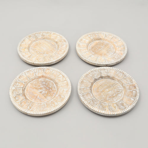 Handcrafted Wood White Charger Plate Wooden Dinning Placemat Artisan Wood Tableware - view 4