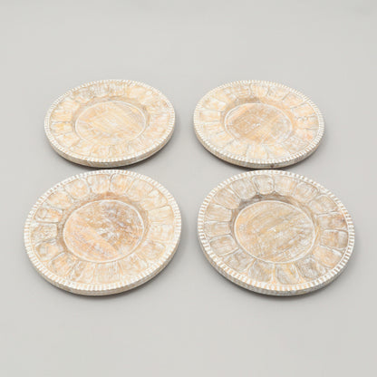 Handcrafted Wood White Charger Plate Wooden Dinning Placemat Artisan Wood Tableware - view 4