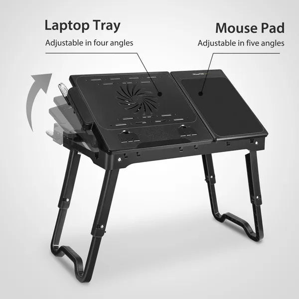 Foldable Laptop Table Bed Notebook Desk With Cooling Fan Mouse Board LED Light 4 XUSB Ports Breakfast Snacking Tray - view 2