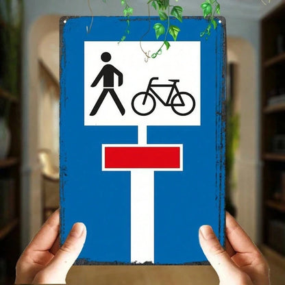 Aluminum German Traffic Sign Dead-End Road Warning, Retro Vintage Wall Art For Bicycles - view 2