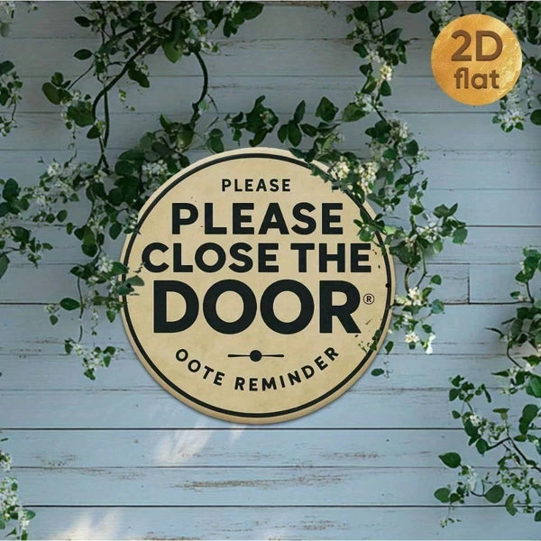 1pc Metal Iron Sign 7.87x7.87 Inch Please Close The Door, "the Door, 2D" Printed - view 3