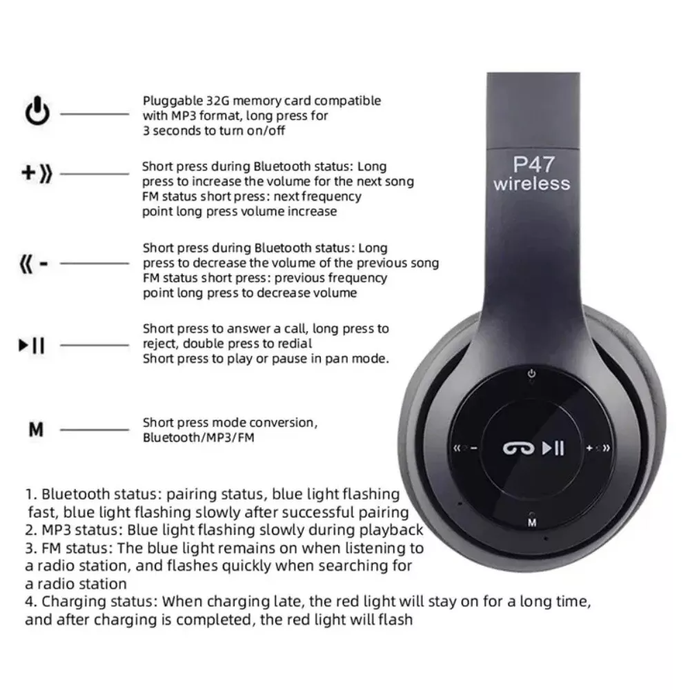 Audífonos Bluetooth over-ear con radio FM