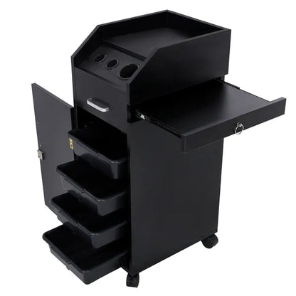 Hair Salon Storage Cart with Wheels & 3 Hair Dryer Holders & 4 Drawers & Lock & 2 Keys - view 8