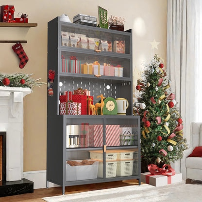 73'' Tall Kitchen Pantry Cabinet, 6 Level Flip Door With Pegboard Spacious