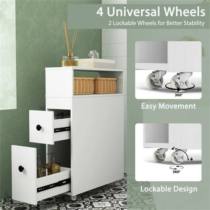 Slim White Bathroom Storage Cabinet (20" x7.5" x28.5") - Fits Tight Spaces (Tub-Toilet Gap) - view 7