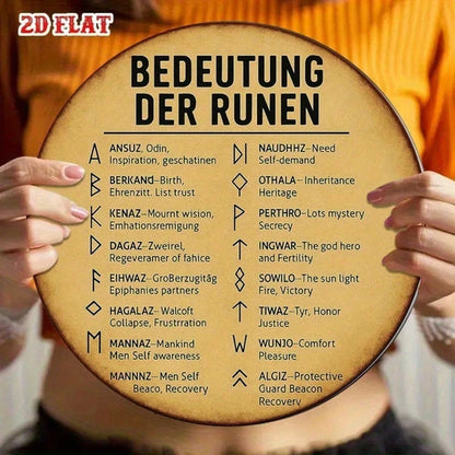 1pc 8-Inch German Rune Alphabet Wall Plaque, Viking Norse Mythology Round Chart Decor With English Meanings - view 4