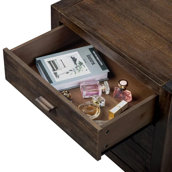 Wood Nightstand End Side Table with 3 Drawer for Living Room, Bedroom - view 6