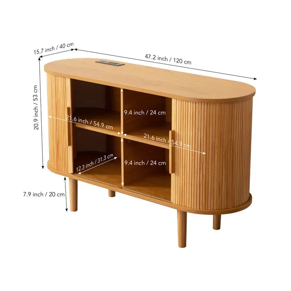Fralimk Sideboard Buffet Cabinet With Storage, Modern Fluted Storage Cabinet For Dining Room - view 5