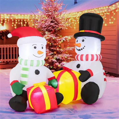 5 Feet Snowman Christmas Inflatables With Gift Boxes