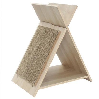 Multi-Functional Cat Scratcher - 18.5" x12" x21", Scratching Surface, Tunnel & Wooden Lounge - view 5