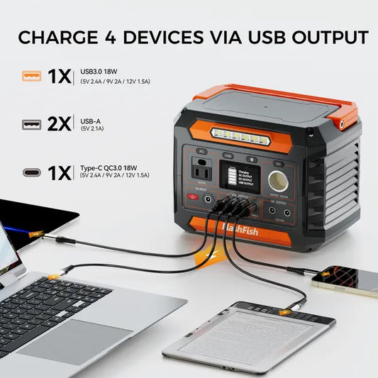 300W Portable Power Station, 230.88Wh / 62400mAh Solar Generator, Regulated DC Output Backup Battery With AC Outlet - view 2