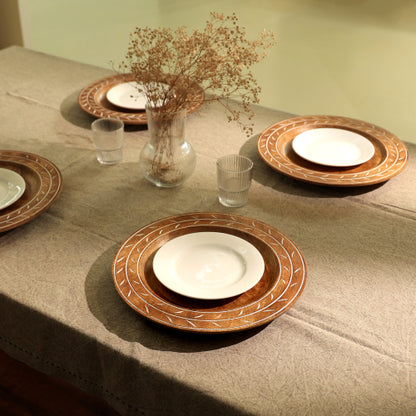 Handcrafted Wood Charger Plate Wooden Dinning Placemat Artisan Wood Tableware - view 2