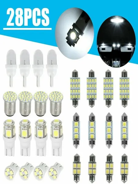 28pcs Car Interior White Combo LED Map Dome Door Trunk License Plate Light Bulbs - view 2