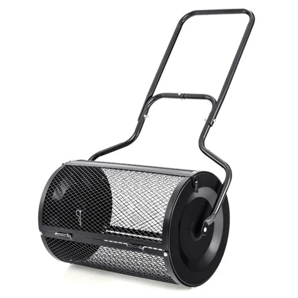 24-Inch Metal Mesh Compost Spreader With 2.7 Cu.ft Large Capacity, Heavy-Duty Rustproof Lawn Spreader For Peat