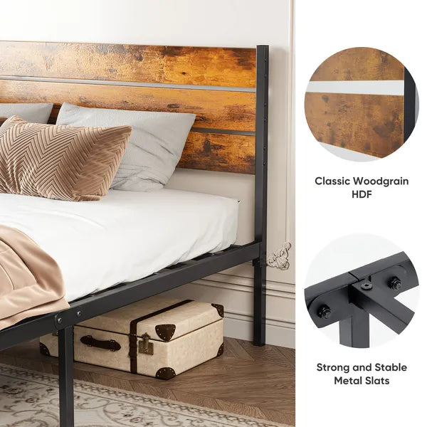 Metal Platform Bed Frame - Mattress Foundation With Headboard And And Footboard - view 4
