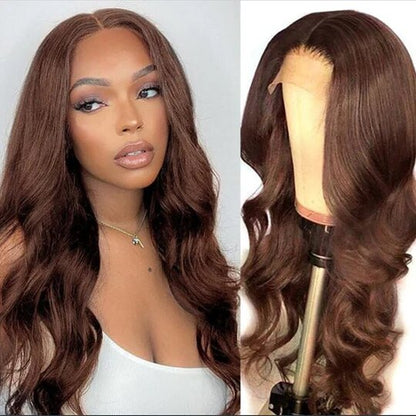 4x4 Lace Closure Human Hair Wig Brown Body Wave Density - view 2