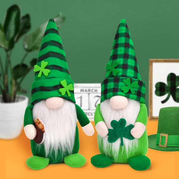 St Patricks Day Gnomes Decorations, 2 Pack Gnomes Plush Lucky Green Shamrock Home Table Decor Ornaments For Irish Saint - view 6